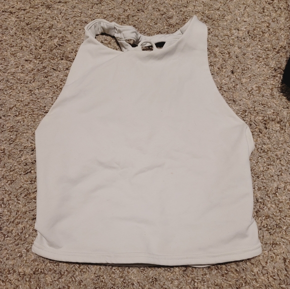 Alo yoga movement sports bra crop top seaglass marine mint lace up small - Picture 4 of 8